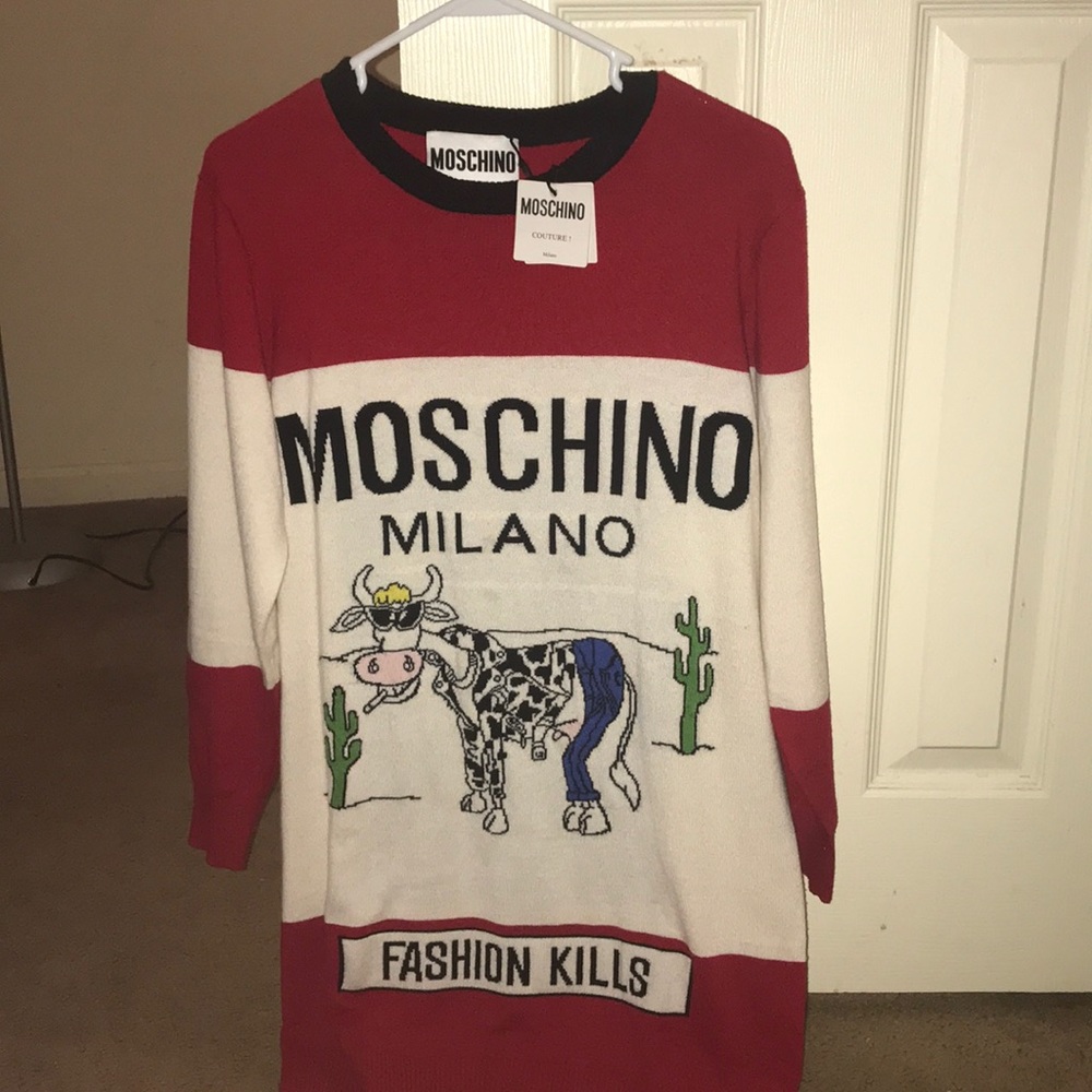 Moschino Couture Fashion Kills Sweater Dress